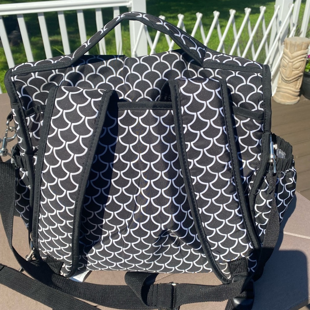 Black And White Patterned Backpack Diaper Bag Ban… - image 2